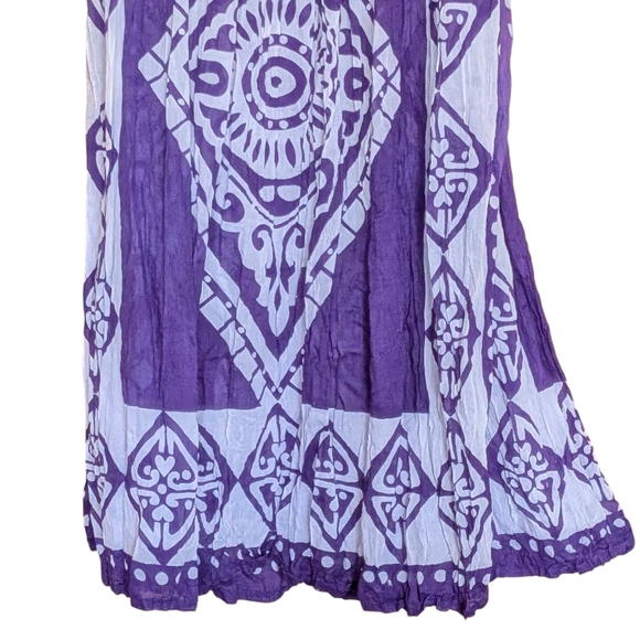 Just Class Purple Printed Maxi Skirt L Bohemian Hippie Flowy Comfy - Picture 2 of 4